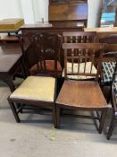 A pair of 19th century dining chairs together with a Victorian balloon back dining chair and a