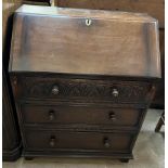 A 20th century oak bureau,