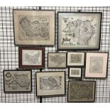 A collection of 17th century and later maps including Irlandiae Regnum, Vltonia, Suffolk, Glamorgan,