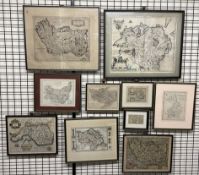 A collection of 17th century and later maps including Irlandiae Regnum, Vltonia, Suffolk, Glamorgan,