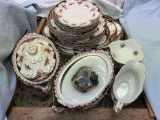 A floral decorated part dinner set together with a model farm etc