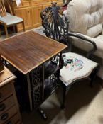 A mahogany revolving bookcase together with an Edwardian chair