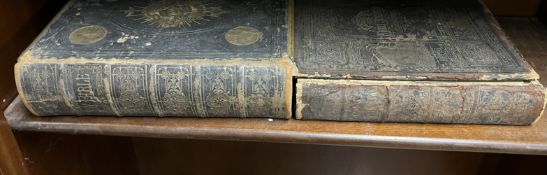 A Rev Brown leather bound Bible together with a copy of Bunyan's Pilgrims progress