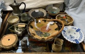 Ara Cardew - a pair of studio pottery bowls with pourers together with a Lucie Rie style bowl,