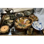 Ara Cardew - a pair of studio pottery bowls with pourers together with a Lucie Rie style bowl,