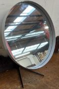 A mid 20th century Durlston Designs Ltd teak and white enamelled metal vanity mirror of circular