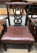 A George III mahogany elbow chair,