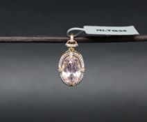 Gemporia - A 9ct gold kunzite and diamond pendant,