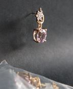 Gemporia - A pair of 9ct gold kunzite and white zircon earrings,