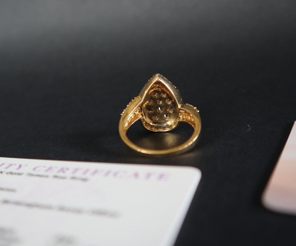 Gemporia - A 9ct gold champagne argyle diamond ring, set with round cut diamonds totalling 1. - Image 6 of 8