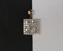 Gemporia - A 9ct gold diamond pendant, set with 3/4ct round, baguette and square cut diamonds,