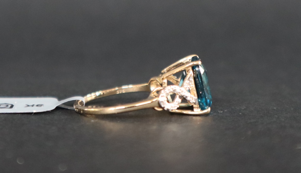 Gemporia - A 9ct blue topaz and white zircon ring, - Image 4 of 7