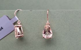 Gemporia - A pair of 9ct gold sunstone earrings,