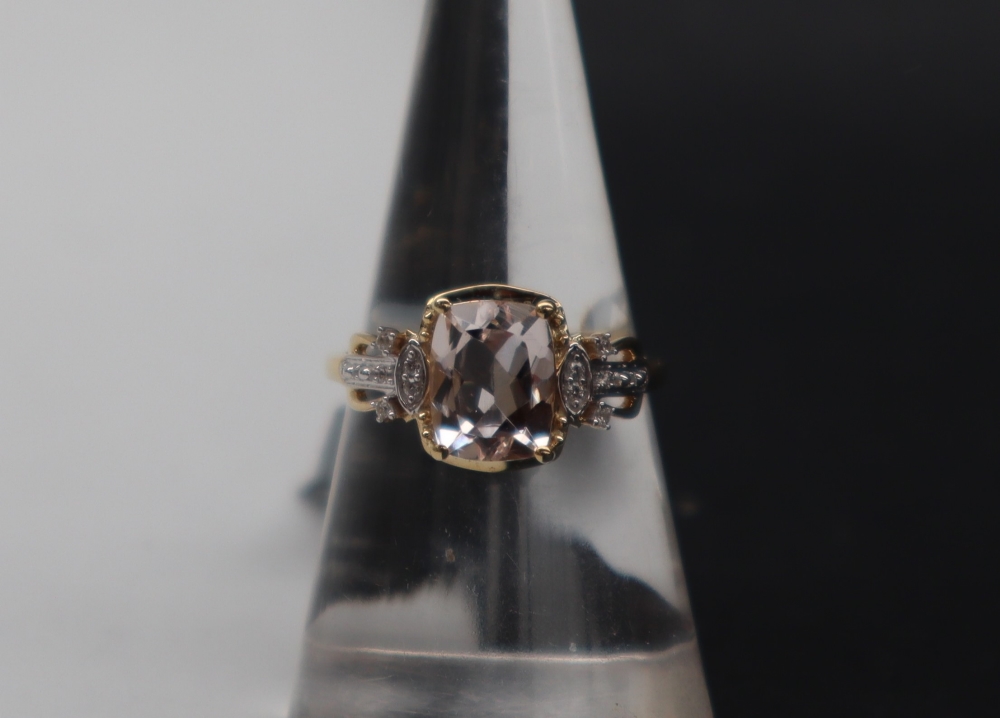 Gemporia - A 9ct gold Morganite and white zircon ring, - Image 2 of 6