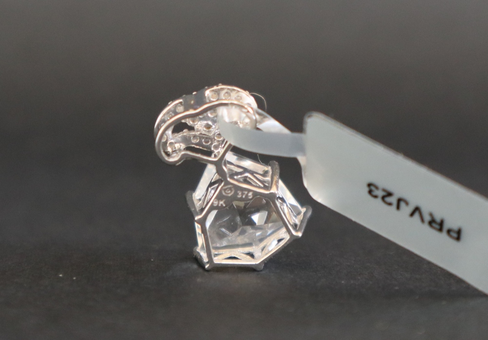 Gemporia - A 9ct white gold crystal quartz and white zircon pendant, - Image 5 of 6
