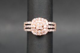 Gemporia - A 9ct rose gold Tomas Rae pink diamond ring, set with round cut diamonds totalling 1.