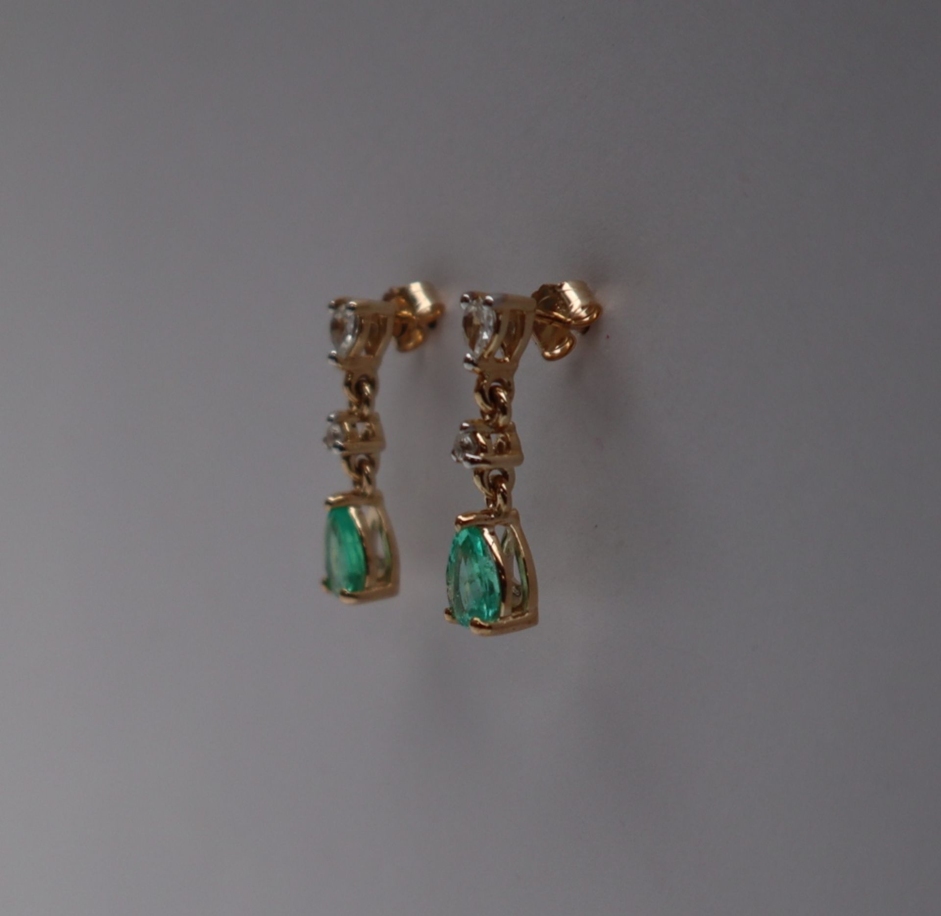 Gemporia - A pair of 9ct emerald and white zircon earrings, - Image 3 of 5