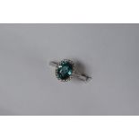 Gemporia - A 9ct white gold blue and white zircon ring,