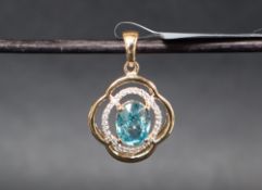 Gemporia - A 9ct gold blue and white zircon pendant,