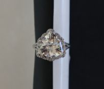 Gemporia - A 9ct white gold crystal quartz and white diamond ring,