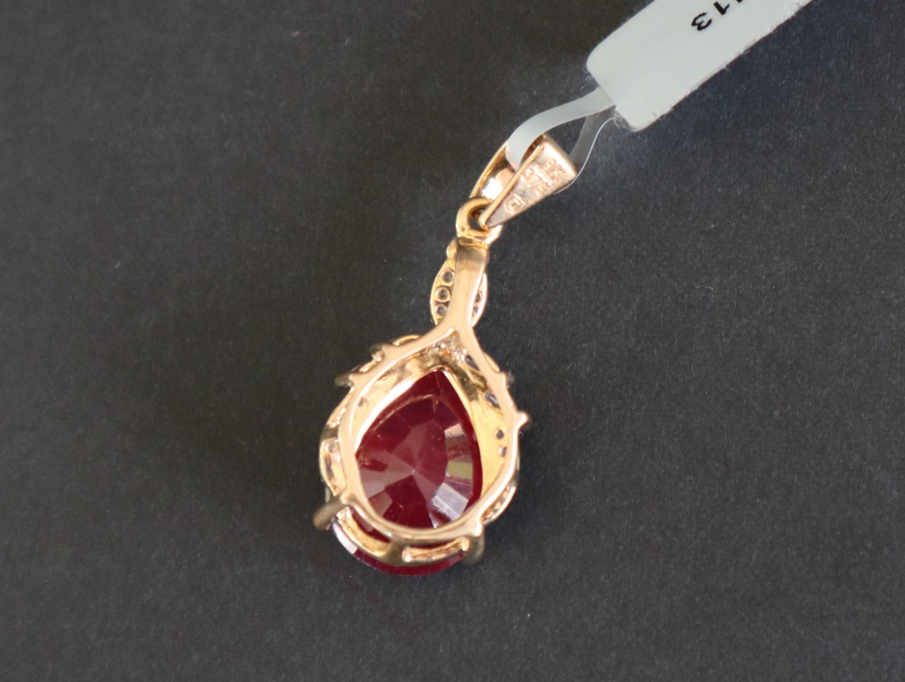 Gemporia - A 9ct gold ruby and white zircon pendant, - Image 4 of 5