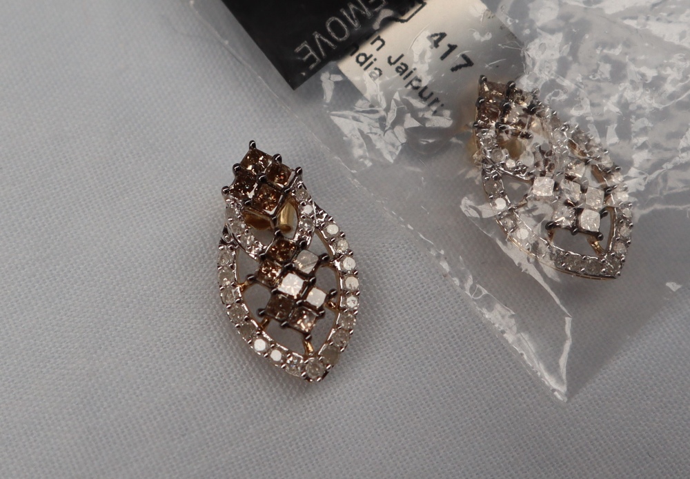 Gemporia - A pair of 9ct gold Tomas Rae diamond earrings, - Image 2 of 6