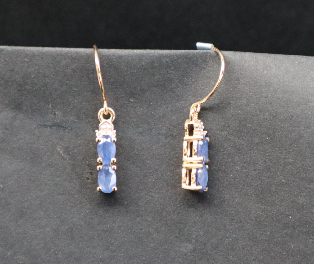 Gemporia - A pair of 9ct gold blue sapphire and diamond earrings, - Image 4 of 6