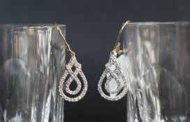 Gemporia - A pair of 9ct gold Tomas Rae diamond earrings, set with round cut diamonds totalling 1ct,