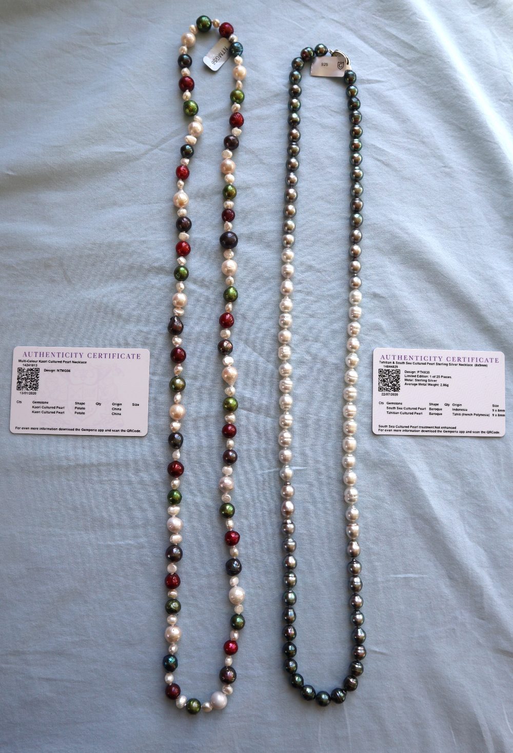 Gemporia - A Multi-colour Kaori cultured pearl necklace,