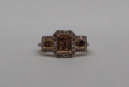 Gemporia - A 9ct gold diamond ring, set with round and square cut diamonds totalling 1ct,