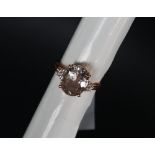 Gemporia - A 9ct rose gold kunzite and white zircon ring,