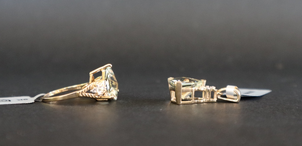 Gemporia - A 9ct gold prasiolite and white zircon ring, - Image 4 of 6