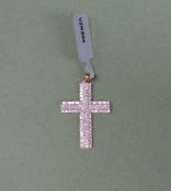 Gemporia - A 9ct gold diamond cross pendant, set with tapered baguette and round cut diamonds,