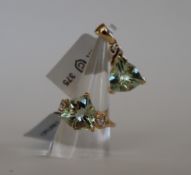 Gemporia - A 9ct gold prasiolite and white zircon ring,