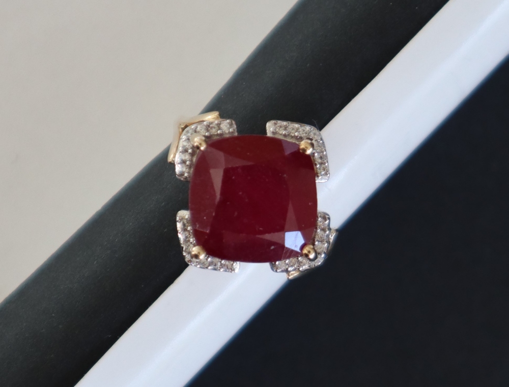 Gemporia - A 9ct gold ruby and white zircon ring, - Image 2 of 5