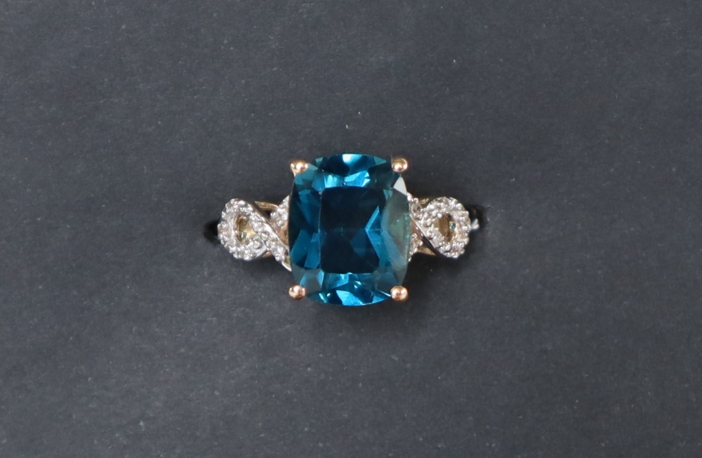 Gemporia - A 9ct blue topaz and white zircon ring, - Image 2 of 7