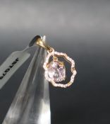 Gemporia - A 9ct gold kunzite and white zircon pendant,