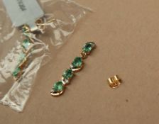 Gemporia - A pair of 9ct gold emerald and diamond earrings,