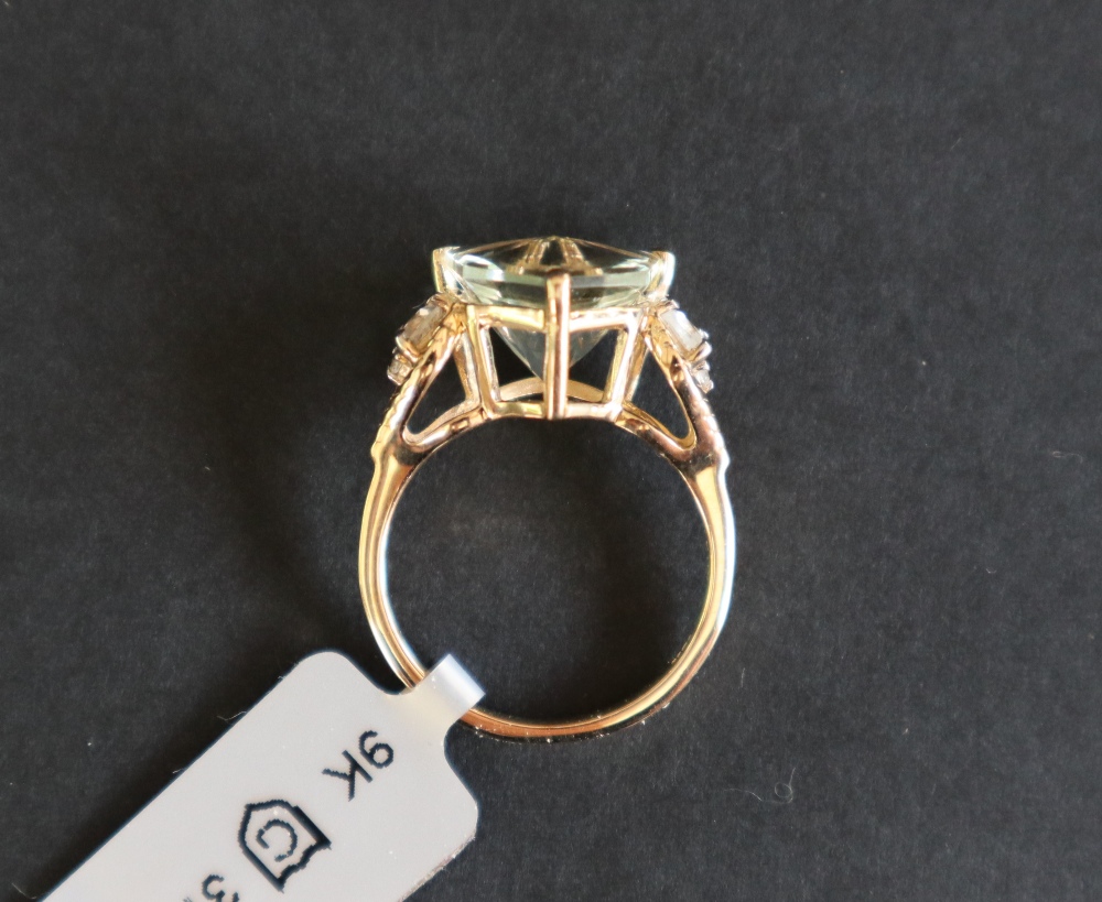 Gemporia - A 9ct gold prasiolite and white zircon ring, - Image 5 of 7