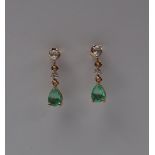 Gemporia - A pair of 9ct emerald and white zircon earrings,