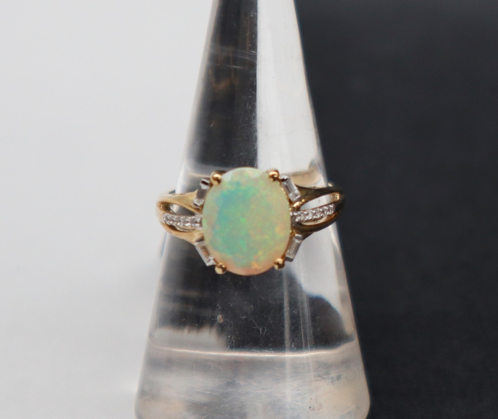 Gemporia - A 9ct gold opal and white zircon ring, - Image 2 of 5