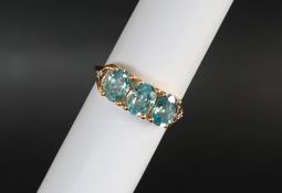 Gemporia - A 9ct gold blue and white zircon ring,