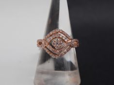 Gemporia - A 9ct rose gold Tomas Rae pink diamond ring, set with round cut diamonds totalling 1ct,