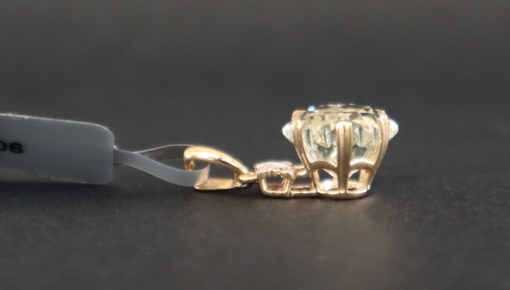 Gemporia - A 9ct gold prasiolite and diamond pendant, - Image 4 of 6