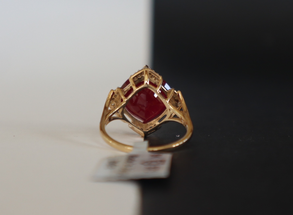 Gemporia - A 9ct gold ruby and white zircon ring, - Image 4 of 5