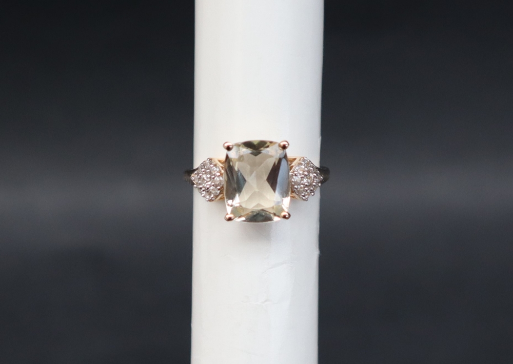 Gemporia - A 9ct gold serenite and white zircon ring, - Image 2 of 6