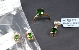 Gemporia - A pair of 9ct gold Siberian diopside and diamond earrings,