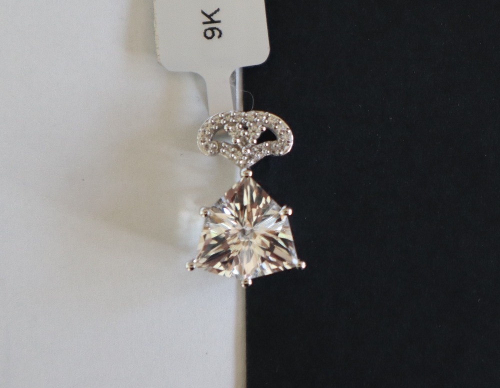 Gemporia - A 9ct white gold crystal quartz and white zircon pendant, - Image 2 of 6