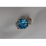 Gemporia - A 9ct gold blue topaz and white zircon ring,