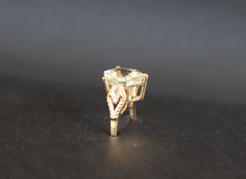 Gemporia - A 9ct gold prasiolite and white zircon ring, - Image 2 of 7